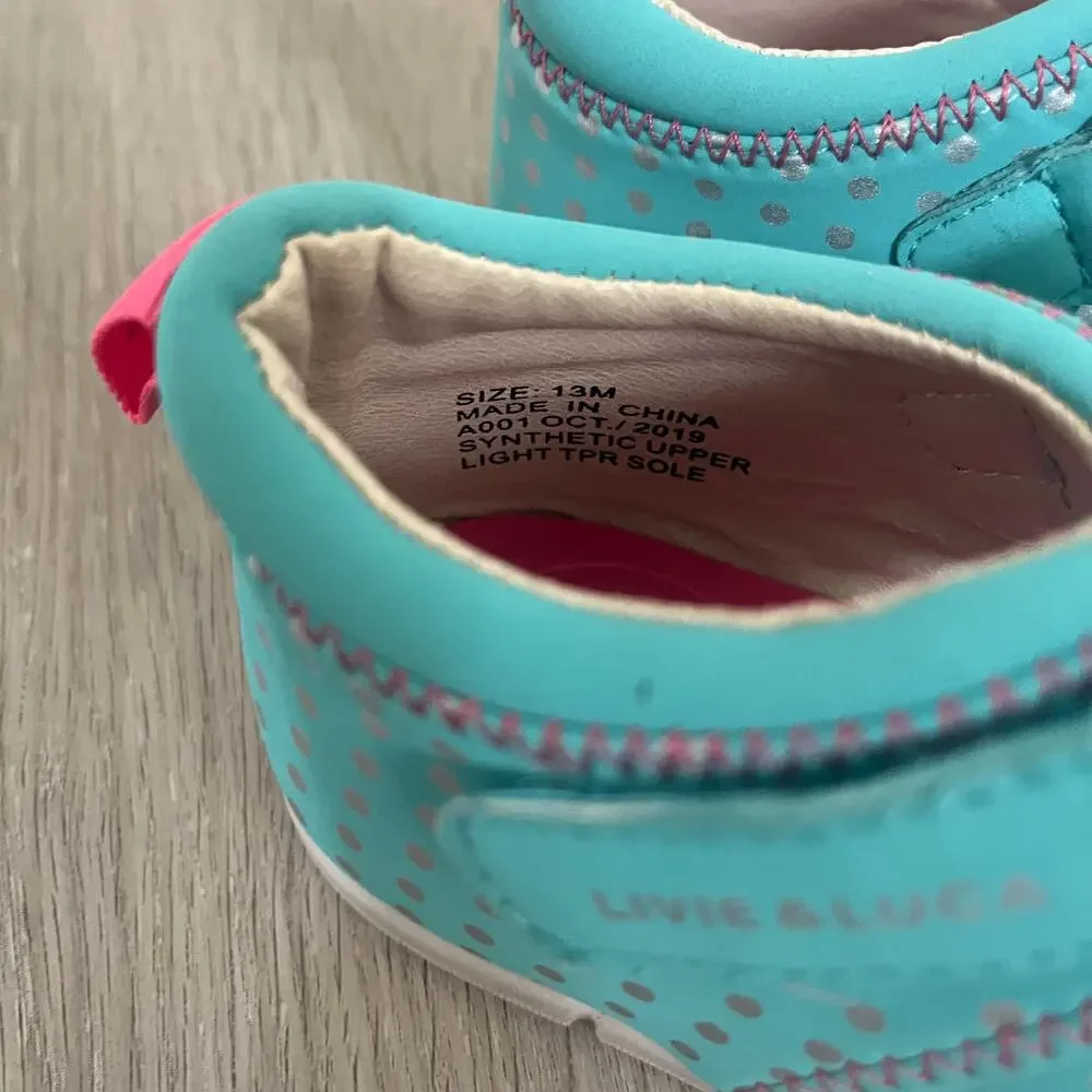 Livie & Luca Kaboodle 'Versy' Little Girls Size 13 Slip On Sneaker Shoe Aqua Dot